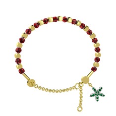 Mitra Yasemin Çiçeği Bilezik - Garnet ve yeşil kuvars 925 ayar altın kaplama gümüş bilezik #23pr3o