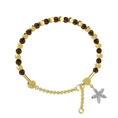 Mitra Yasemin Çiçeği Bilezik - Dumanlı kuvars ve pırlanta 14 ayar altın bilezik (0.3 karat) #33ysdt