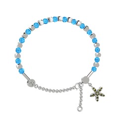 Akuamarin ve peridot 18 ayar beyaz altın bilezik