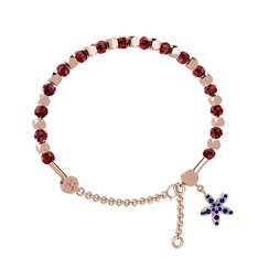 Garnet ve lab safir 925 ayar rose altın kaplama gümüş bilezik