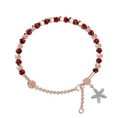 Mitra Yasemin Çiçeği Bilezik - Garnet ve pırlanta 18 ayar rose altın bilezik (0.3 karat) #692dw3