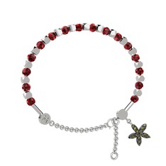 Mitra Yasemin Çiçeği Bilezik - Garnet ve peridot 925 ayar gümüş bilezik #75j8su