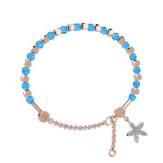Mitra Yasemin Çiçeği Bilezik - Akuamarin ve swarovski 925 ayar rose altın kaplama gümüş bilezik #a0jm9j