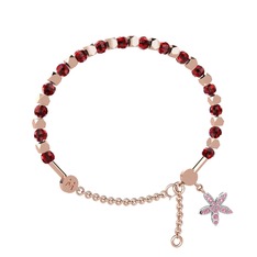 Garnet ve pembe kuvars 18 ayar rose altın bilezik
