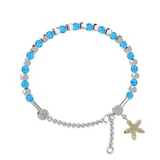 Mitra Yasemin Çiçeği Bilezik - Akuamarin ve swarovski 8 ayar beyaz altın bilezik #bqs6xb
