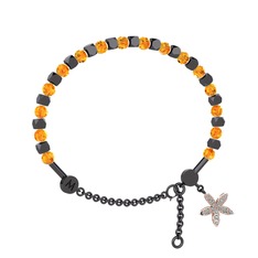 Mitra Yasemin Çiçeği Bilezik - Sitrin ve swarovski 925 ayar siyah rodyum kaplama gümüş bilezik #c6w9h5