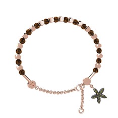 Dumanlı kuvars ve peridot 925 ayar rose altın kaplama gümüş bilezik