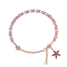 Pembe kuvars ve kök yakut 18 ayar rose altın bilezik