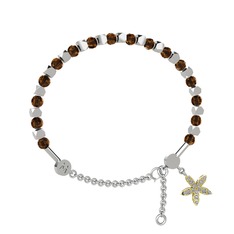 Dumanlı kuvars ve beyaz zirkon 925 ayar gümüş bilezik