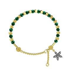 Mitra Yasemin Çiçeği Bilezik - Yeşil kuvars ve pırlanta 8 ayar altın bilezik (0.3 karat) #hs8mj0