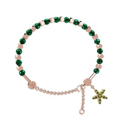 Yeşil kuvars ve peridot 14 ayar rose altın bilezik