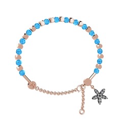 Akuamarin ve swarovski 18 ayar rose altın bilezik