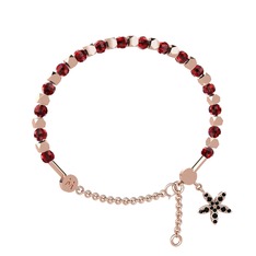 Mitra Yasemin Çiçeği Bilezik - Garnet ve siyah zirkon 18 ayar rose altın bilezik #iqcx1z