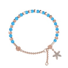 Akuamarin ve swarovski 925 ayar rose altın kaplama gümüş bilezik