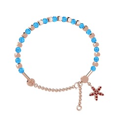 Akuamarin ve garnet 18 ayar rose altın bilezik