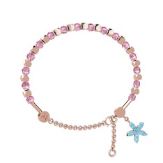 Mitra Yasemin Çiçeği Bilezik - Pembe kuvars ve akuamarin 14 ayar rose altın bilezik #jnmcfy