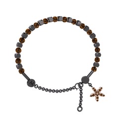 Mitra Yasemin Çiçeği Bilezik - Dumanlı kuvars 925 ayar siyah rodyum kaplama gümüş bilezik #kqtryk