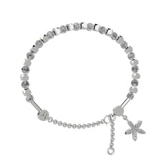 Mitra Yasemin Çiçeği Bilezik - Beyaz zirkon ve swarovski 925 ayar gümüş bilezik #m6em2f