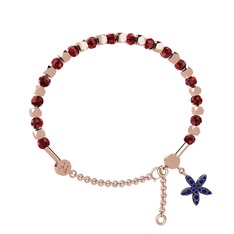 Mitra Yasemin Çiçeği Bilezik - Garnet ve lab safir 8 ayar rose altın bilezik #m9fsyt