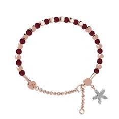 Mitra Yasemin Çiçeği Bilezik - Kök yakut ve swarovski 14 ayar rose altın bilezik #mbcf6v