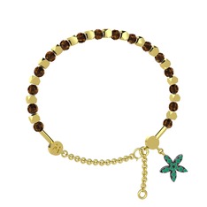 Mitra Yasemin Çiçeği Bilezik - Dumanlı kuvars ve kök zümrüt 18 ayar altın bilezik #mljc3n
