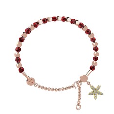 Mitra Yasemin Çiçeği Bilezik - Garnet ve swarovski 14 ayar rose altın bilezik #na05cx