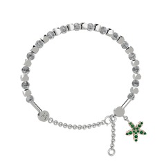 Mitra Yasemin Çiçeği Bilezik - Beyaz zirkon ve yeşil kuvars 925 ayar gümüş bilezik #nxyrxp