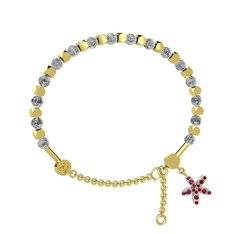 Mitra Yasemin Çiçeği Bilezik - Beyaz zirkon ve garnet 8 ayar altın bilezik #p6526x