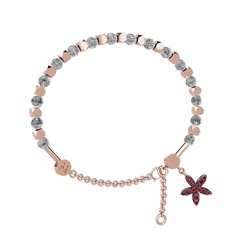 Mitra Yasemin Çiçeği Bilezik - Beyaz zirkon ve garnet 18 ayar rose altın bilezik #q3850z