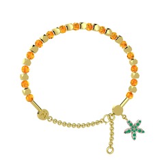 Mitra Yasemin Çiçeği Bilezik - Sitrin ve kök zümrüt 18 ayar altın bilezik #qyfgk9