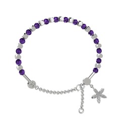 Mitra Yasemin Çiçeği Bilezik - Ametist ve pırlanta 18 ayar beyaz altın bilezik (0.3 karat) #rmidzy