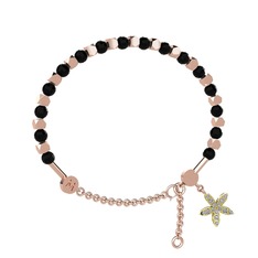 Mitra Yasemin Çiçeği Bilezik - Siyah zirkon ve swarovski 925 ayar rose altın kaplama gümüş bilezik #s0icj4