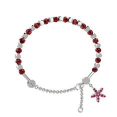 Garnet ve rodolit garnet 14 ayar beyaz altın bilezik