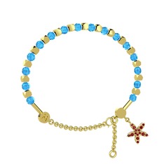 Mitra Yasemin Çiçeği Bilezik - Akuamarin ve garnet 925 ayar altın kaplama gümüş bilezik #tkob33