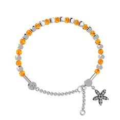 Mitra Yasemin Çiçeği Bilezik - Sitrin ve swarovski 8 ayar beyaz altın bilezik #tomykf