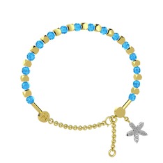 Mitra Yasemin Çiçeği Bilezik - Akuamarin ve swarovski 18 ayar altın bilezik #tr8qqf