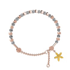 Mitra Yasemin Çiçeği Bilezik - Beyaz zirkon ve sitrin 18 ayar rose altın bilezik #v5ud55