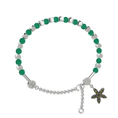 Mitra Yasemin Çiçeği Bilezik - Kök zümrüt ve peridot 18 ayar beyaz altın bilezik #vqfzkg