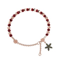 Mitra Yasemin Çiçeği Bilezik - Garnet ve peridot 8 ayar rose altın bilezik #vuh09j