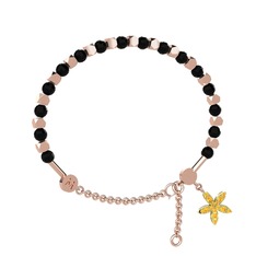 Mitra Yasemin Çiçeği Bilezik - Siyah zirkon ve sitrin 18 ayar rose altın bilezik #y3e4qp