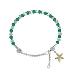 Mitra Yasemin Çiçeği Bilezik - Kök zümrüt ve beyaz zirkon 8 ayar beyaz altın bilezik #ya7tzp