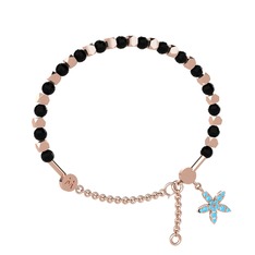 Mitra Yasemin Çiçeği Bilezik - Siyah zirkon ve akuamarin 14 ayar rose altın bilezik #yyaa73