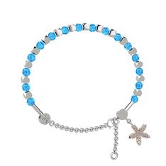 Mitra Yasemin Çiçeği Bilezik - Akuamarin ve swarovski 8 ayar beyaz altın bilezik #zgnofl