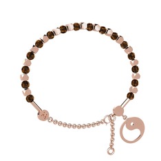 Mitra Yin Yang Bilezik - Dumanlı kuvars 925 ayar rose altın kaplama gümüş bilezik #10vc5eg