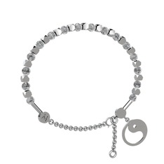 Mitra Yin Yang Bilezik - Beyaz zirkon 14 ayar beyaz altın bilezik #174snjh