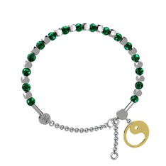 Mitra Yin Yang Bilezik - Yeşil kuvars 18 ayar beyaz altın bilezik #1bas0gx