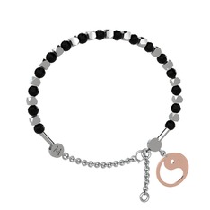 Mitra Yin Yang Bilezik - Siyah zirkon 8 ayar beyaz altın bilezik #1ds8ov5