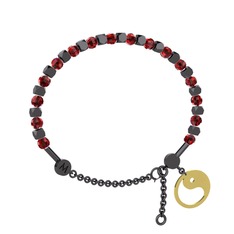 Mitra Yin Yang Bilezik - Garnet 925 ayar siyah rodyum kaplama gümüş bilezik #1jhh7xi