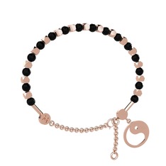 Mitra Yin Yang Bilezik - Siyah zirkon 925 ayar rose altın kaplama gümüş bilezik #1scd664