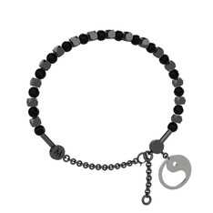 Mitra Yin Yang Bilezik - Siyah zirkon 925 ayar siyah rodyum kaplama gümüş bilezik #1wvjluu